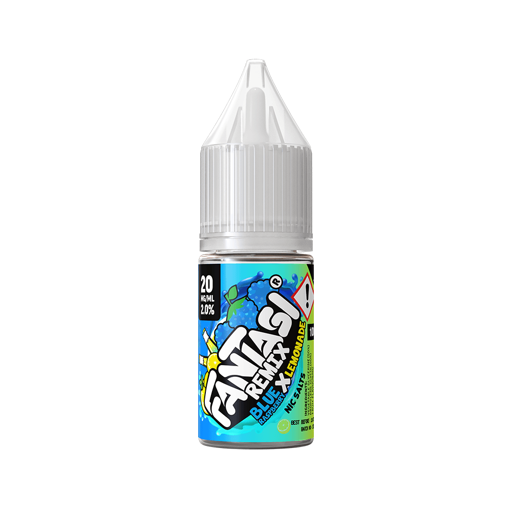 Fantasi Remix Blue Raspberry Lemonade 10ml e-liquid bottle with vibrant label design.