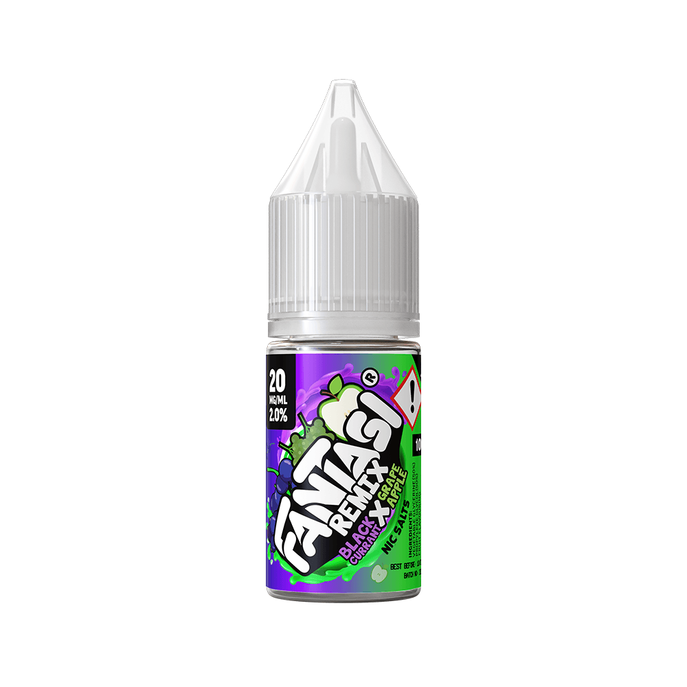 Fantasi Remix Blackcurrant Apple 10ml vape juice bottle with a colourful label.