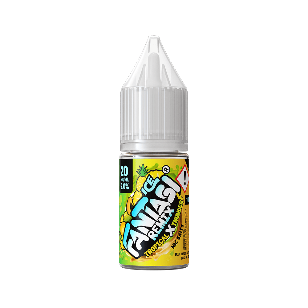 Fantasi Remix Ice e-liquid bottle, tropical x lemonade flavour, 10ml, 20mg nicotine salt.