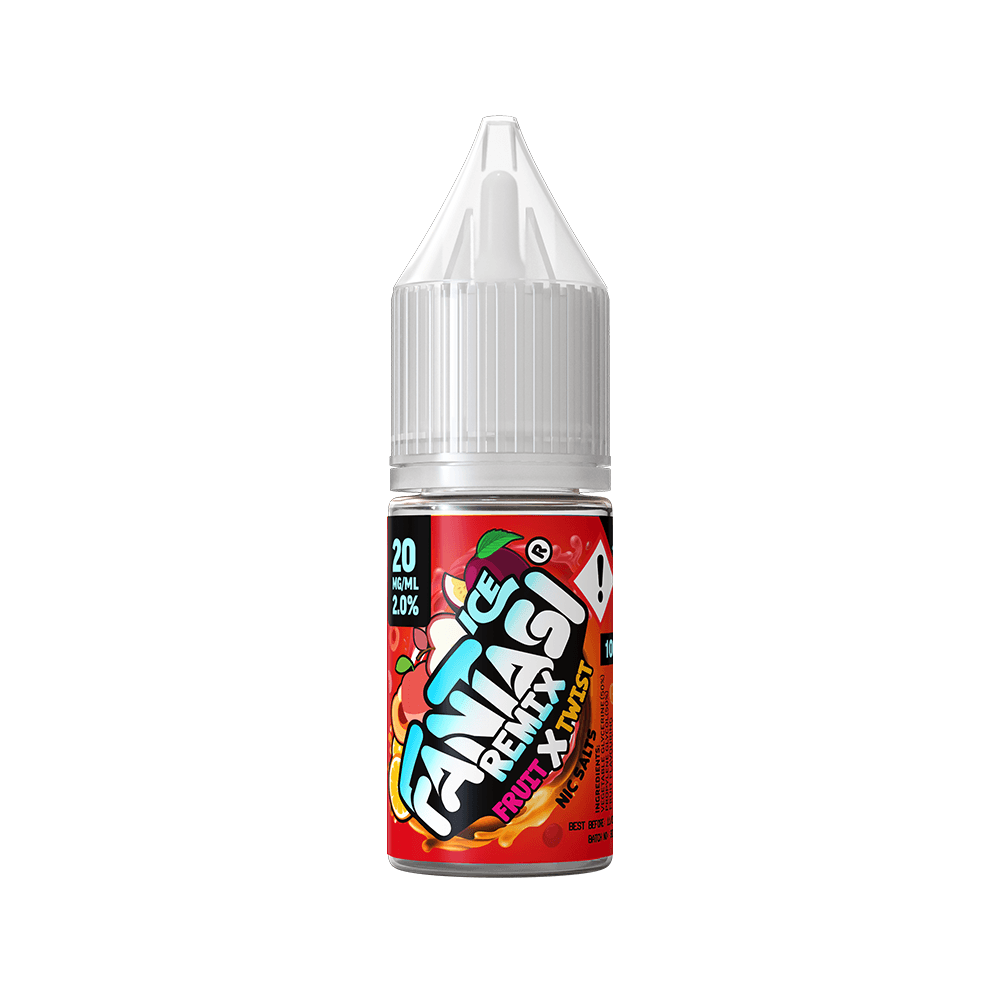 Fantasi Remix 10ml vape juice bottle with colourful label, fruit flavour, 20mg nicotine strength.