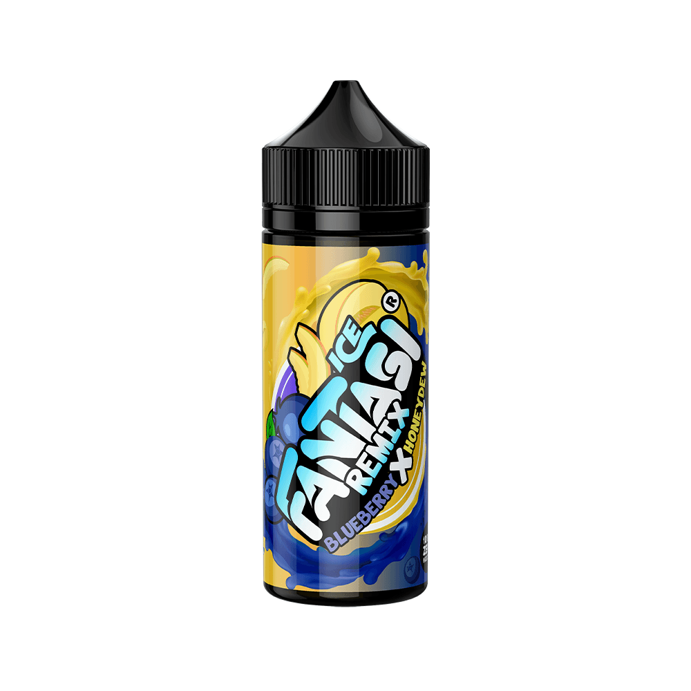 Fantasi Remix Ice Blueberry Lemonade vape juice bottle with vibrant label design.