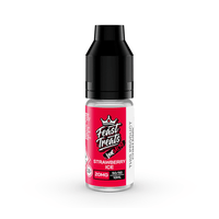 Feast Treats Strawberry Ice 10ml vape juice bottle with red label and black cap.