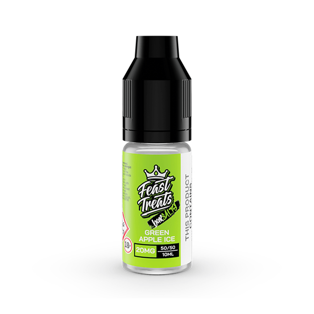 Feast Treats Green Apple Ice vape juice, 10ml bottle, 20mg nicotine salt.