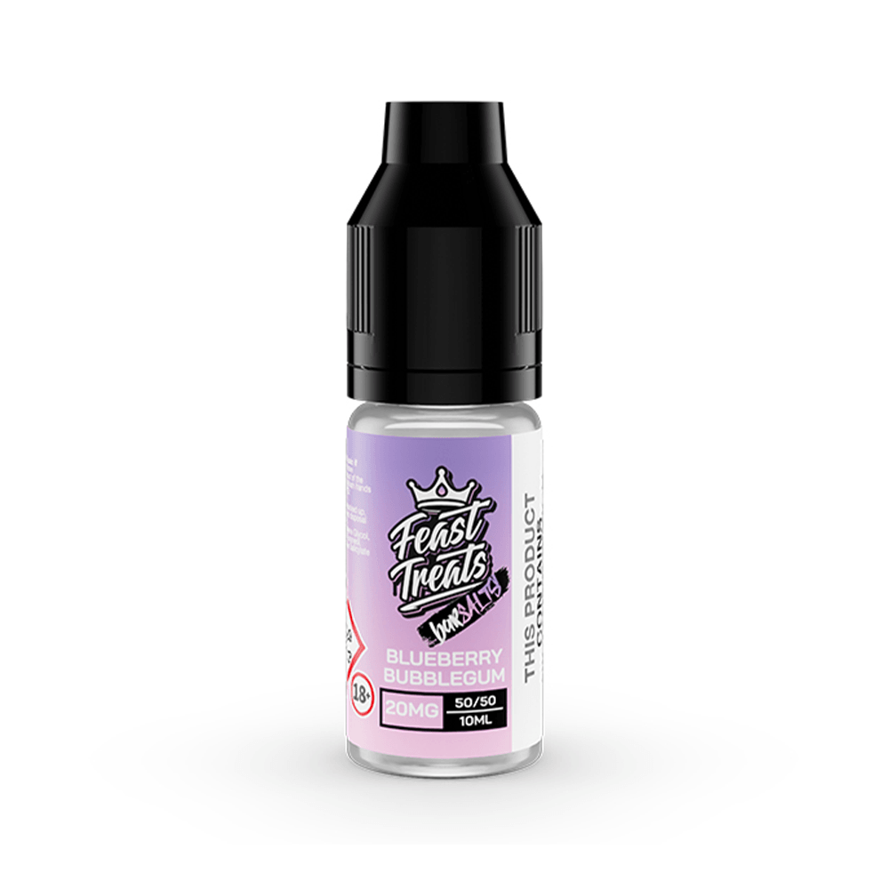 Feast Treats Blueberry Bubblegum vape juice, 10ml bottle, 20mg nicotine salts.