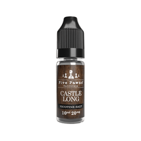 Five Pawns Castle Long 10ml nicotine salt bottle, 20mg strength, with black cap.