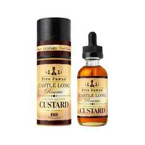 Five Pawns Castle Long Reserve Custard Edition 50ml 50VG/50PG Shortfill Vape Juice Great for MTL Vaping with Refillable Pod Vape Kits 