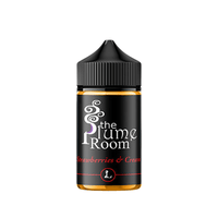 The Plume Room Strawberries & Cream 100ml shortfill vape juice bottle.