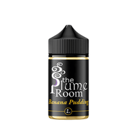 The Plume Room Banana Pudding 100ml shortfill bottle with black cap and label.