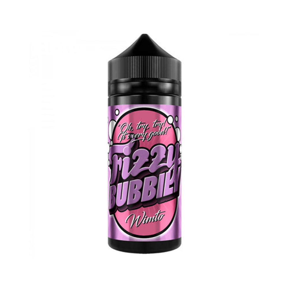 Fizzy Bubbily Vimto 100ml shortfill vape juice bottle with pink label.