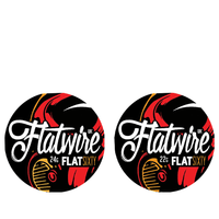 Two Flatwire UK Flat Sixty vape wire spools, 24g and 22g, with bold red and black design.