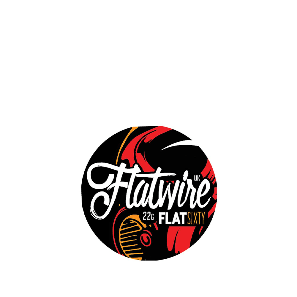 Flatwire UK Flat Sixty vape wire logo with bold, stylised text on a circular background.