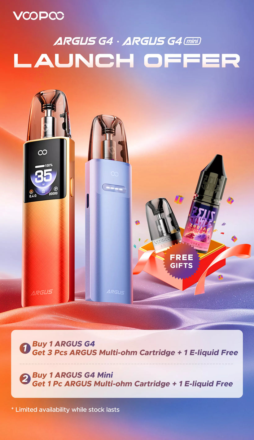 Shop Argus G4 or G4 Mini & Get Free Nic Salt & Pods