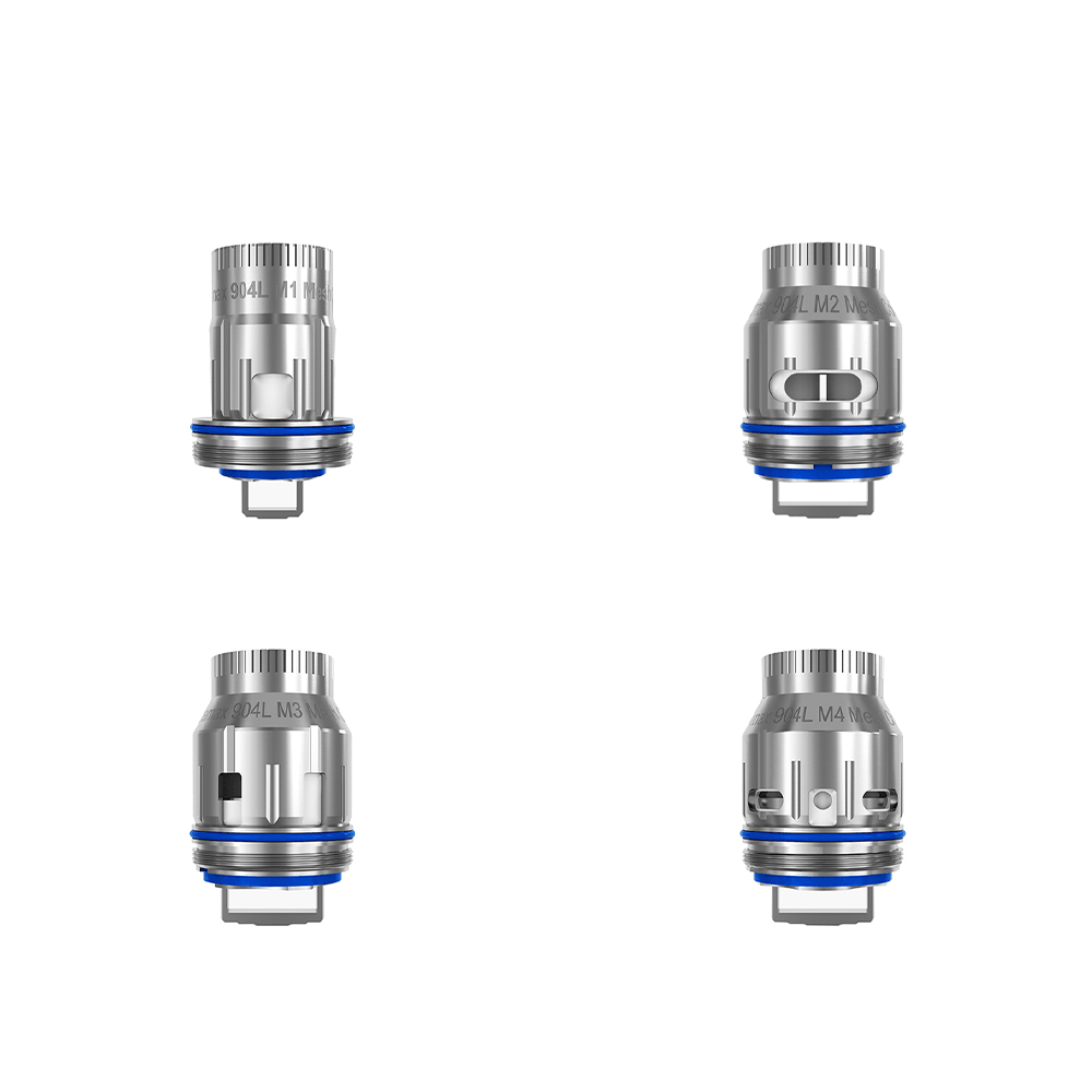 Four Freemax 904L M mesh coil heads displayed against a white background.