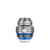 Freemax 904L X3 Mesh Coil with blue accents, silver finish, UK vape shop product.