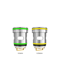 Two Freemax Autopod50 coils: 0.5 ohm (green) and 0.25 ohm (yellow).