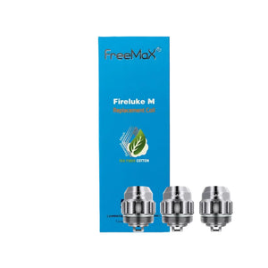 Freemax Fireluke M TX SS316L 0.12 ohm mesh coils in blue packaging, 5-pack blister visible.