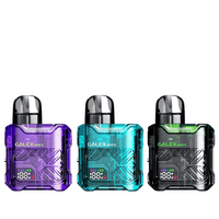 Three Freemax Galex Nano S pod kits in purple, blue, and black.