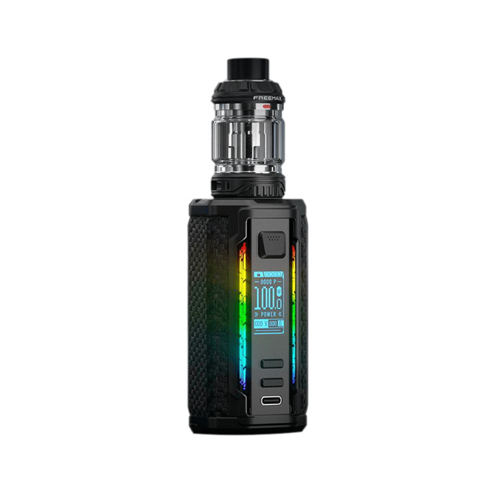 Freemax Maxus 3 200W vape kit with digital display and rainbow accents on a white background.