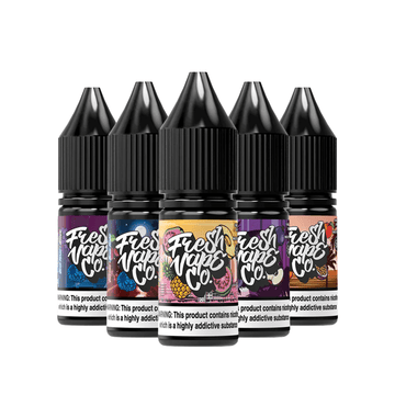 Five Fresh Vape Co. 10ml e-liquid bottles in assorted flavours with colourful labels.