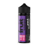 A single bottle of 'Fruit by Supergood' 100ml shortfill e-liquid in Grape & Blackcurrant flavour