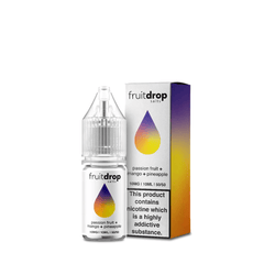 Fruitdrop Salts e-liquid bottles: Citrus + Lychee Ice and Cherry + Mixed Berry flavours.