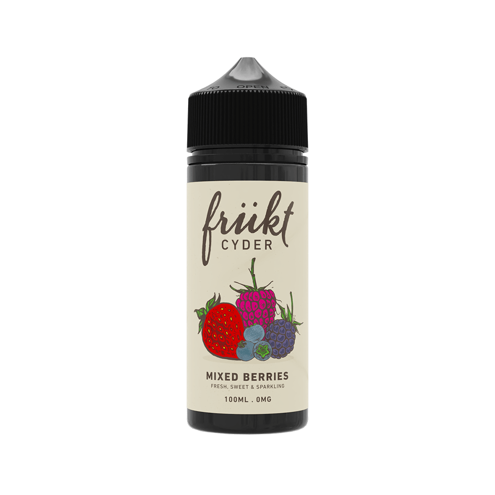 Frukt Cyder Mixed Berries 100ml shortfill bottle with fruit illustrations on the label.