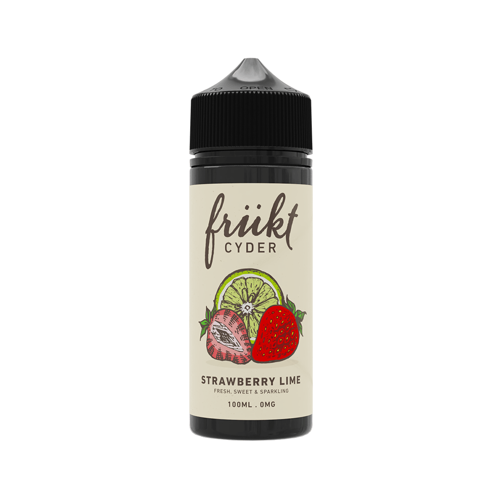 Frukt Cyder Strawberry Lime 100ml shortfill bottle with fruit illustrations on the label.