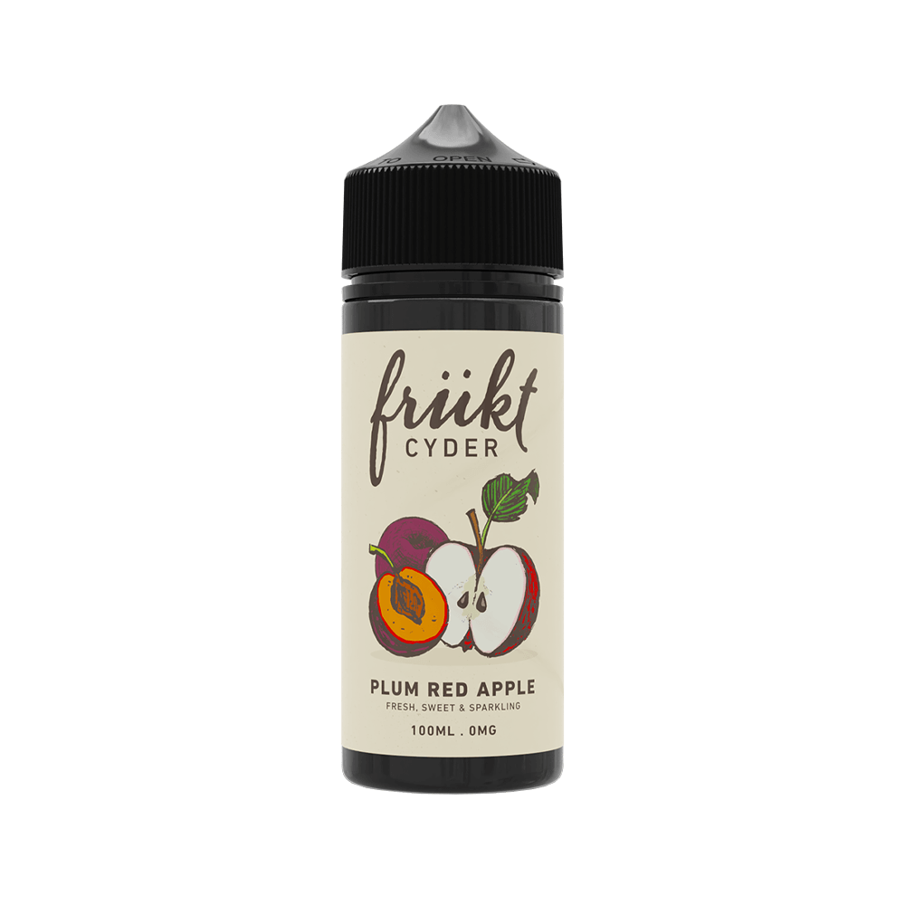 Frukt Cyder Plum Red Apple 100ml shortfill bottle with fruit illustrations on the label.