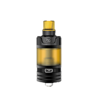 Fumytech BD Vape Precisio GT DLC Gunmetal vape tank with a yellow drip tip.