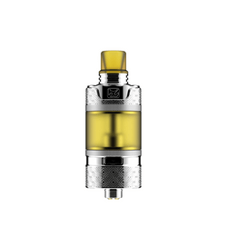 Fumytech BD Vape Precisio GT Limited Edition RTA with yellow drip tip, silver and black finishes.