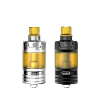 Two Fumytech BD Vape Precisio GT RTA tanks, one silver and one black, with yellow drip tips.