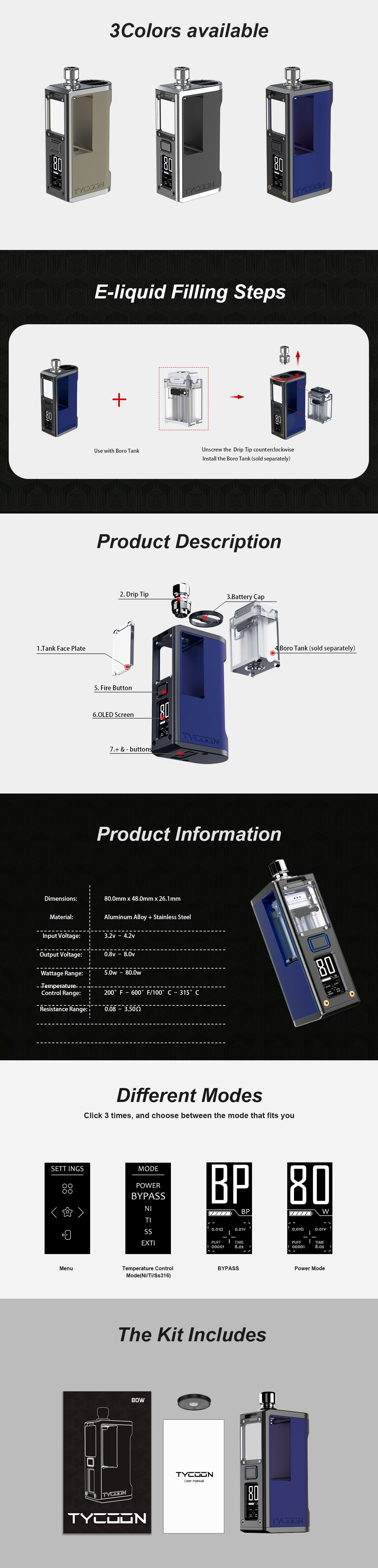 BD Vape Tycoon BORO AIO Mod - ECIGONE