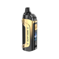 GeekVape Aegis Boost 3 Pod Vape Kit in Midnight Gold, showing its sleek design and display.