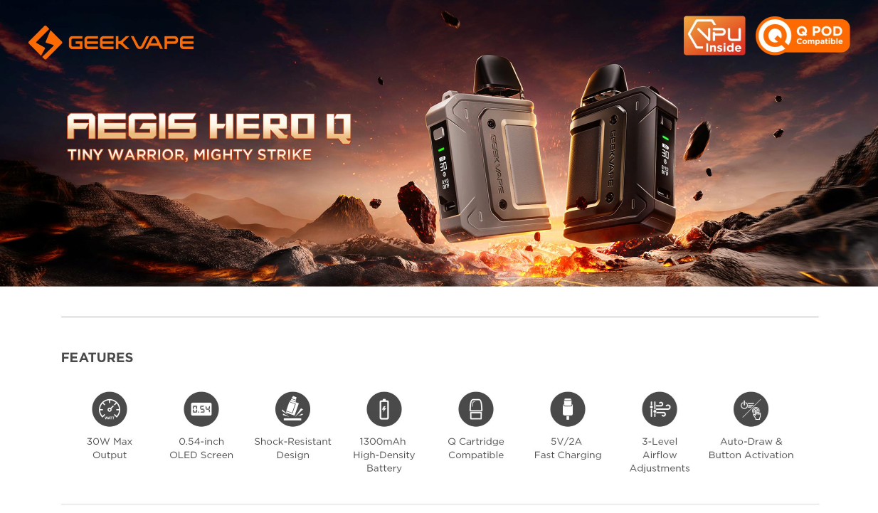 Geekvape Aegis Hero Q Pod GeekVape Aegis Hero Q 30W Pod System Geekvape Aegis Hero Q Pod Kit Geekvape Aegis Hero Q Pod GeekVape Aegis Hero Q 30W Pod System Geekvape Aegis Hero Q Pod Kit
