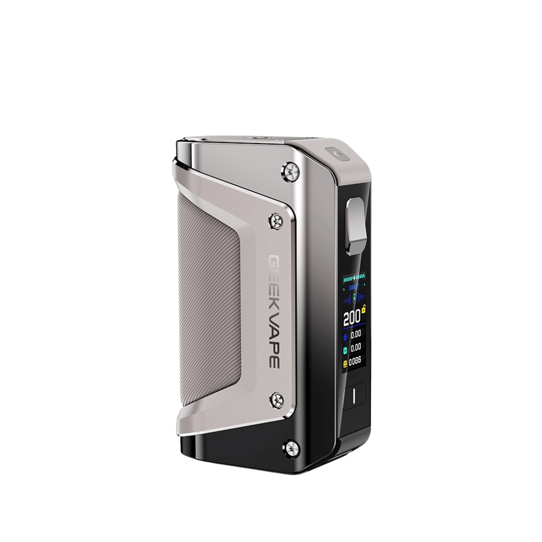 GeekVape Aegis Legend 3 Mod in dark grey with display screen.