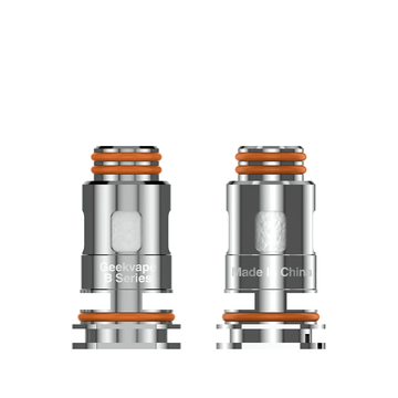 Geekvape B Series coils, stainless steel with orange seals, side by side.