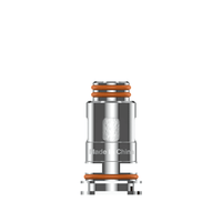 GeekVape B Series replacement coil, silver with orange accents, displayed on a white background.