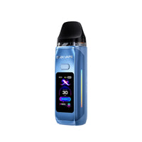 Geekvape Digi Max Pod Vape Kit in misty blue with display screen showing settings.