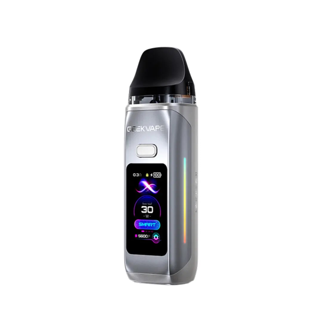 GeekVape Digi Max Pod Vape Kit in moon silver with a digital display.