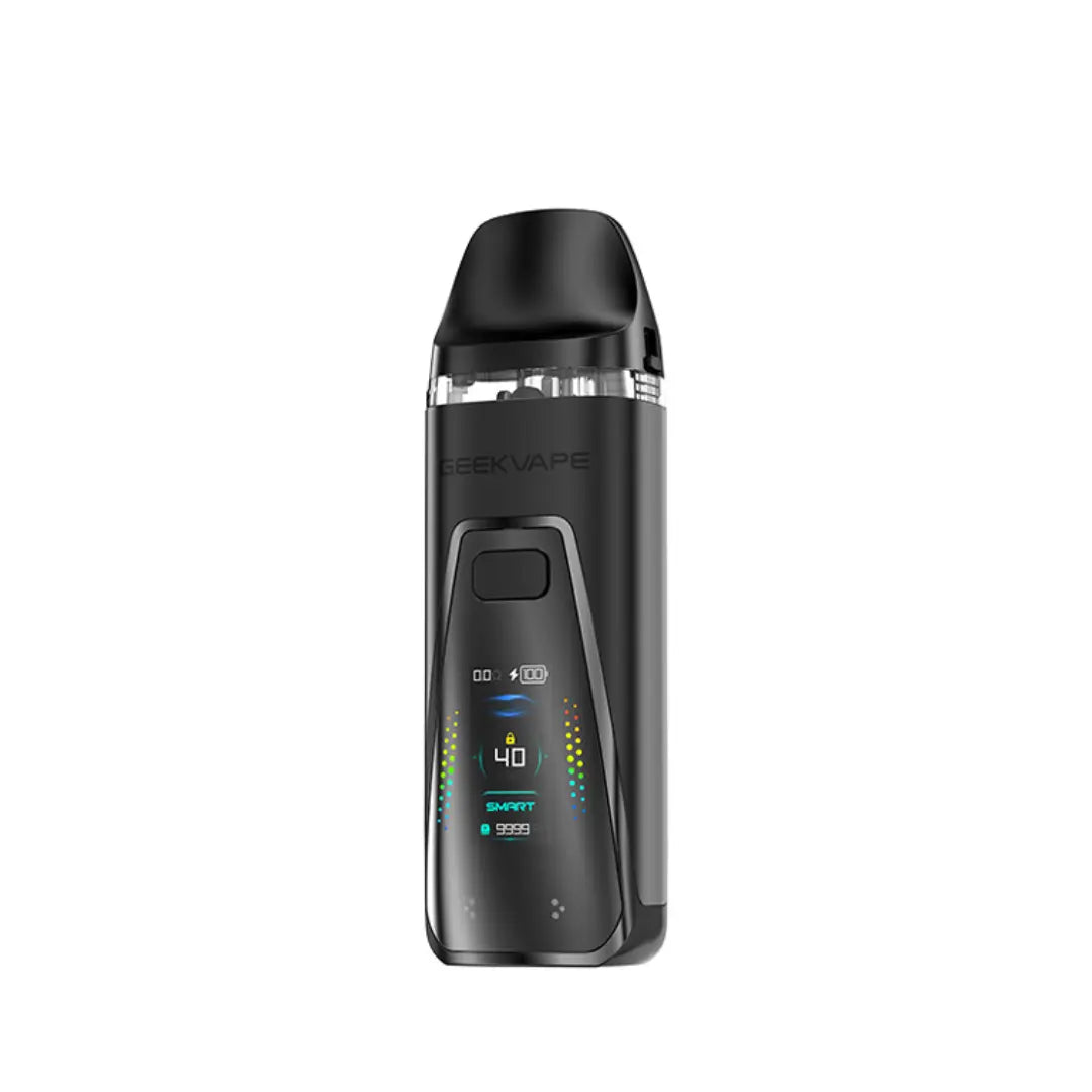 Geekvape Digi Pro Pod Vape Kit in black with a digital display and sleek design.