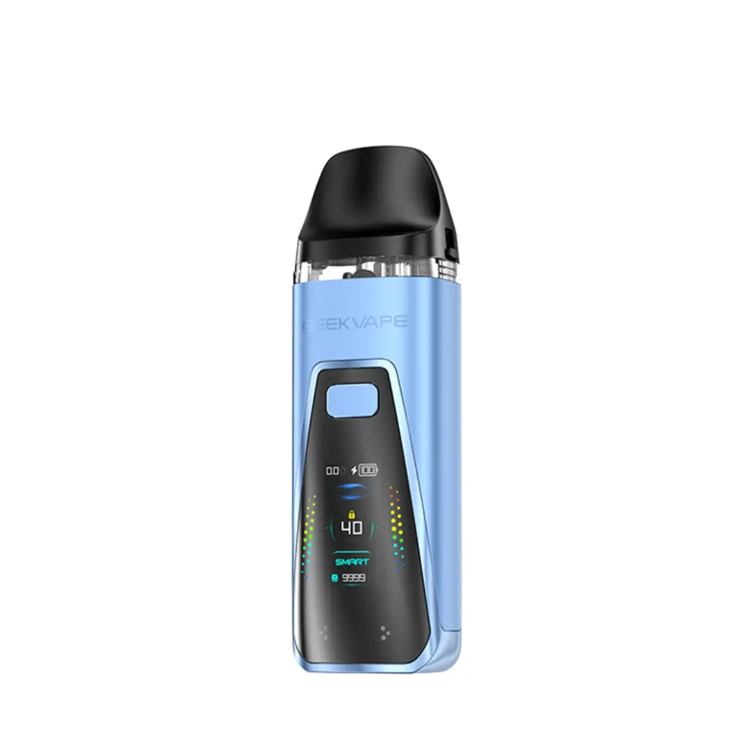 Geekvape Digi Pro Pod Vape Kit in Misty Blue with digital display.