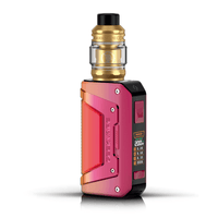 Red and gold Geekvape L200 Aegis Legend 2 vape kit with display screen.