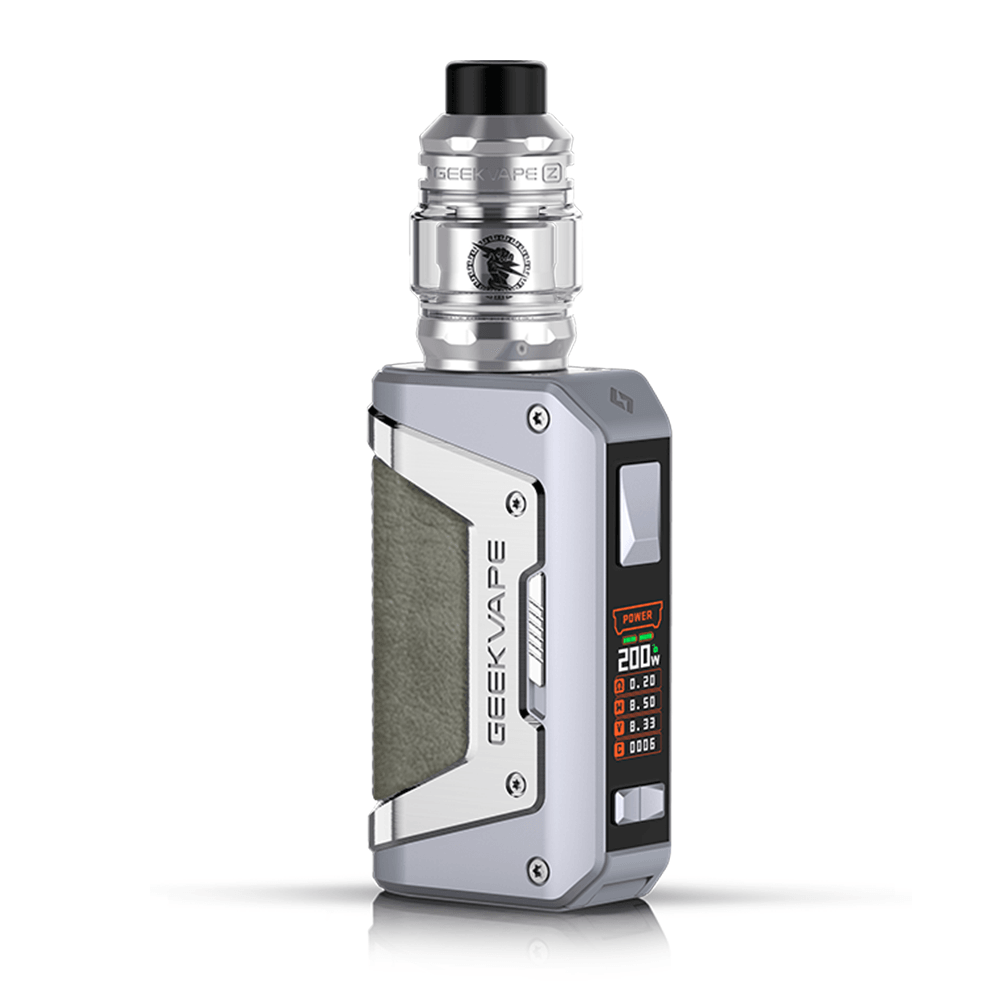 GeekVape L200 Aegis Legend 2 vape kit, silver finish with digital display.