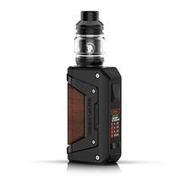 Geekvape L200 Aegis Legend 2 in black and brown, with a digital display and tank.