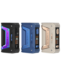 Three GeekVape L200 Aegis Legend 2 mods in black, blue, and beige with digital displays.