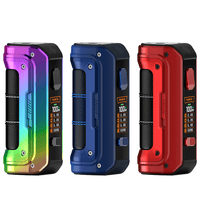 Three Geekvape Max100 Aegis Max 2 mods in rainbow, blue, and red.