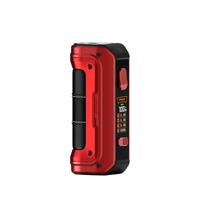 Red Geekvape Max100 Aegis Max 2 Mod with display screen showing power settings.