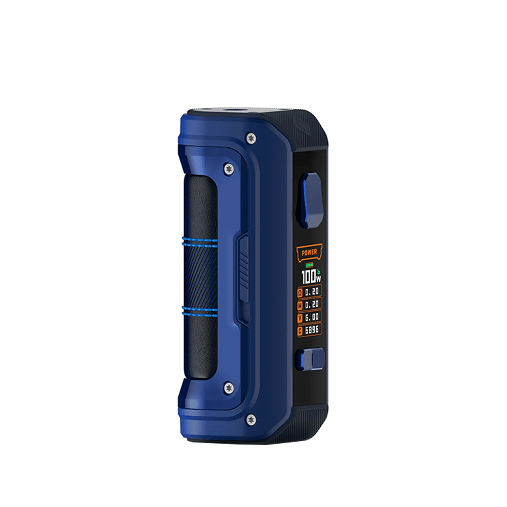 Blue Geekvape Max100 Aegis Max 2 mod with digital display and rugged design.