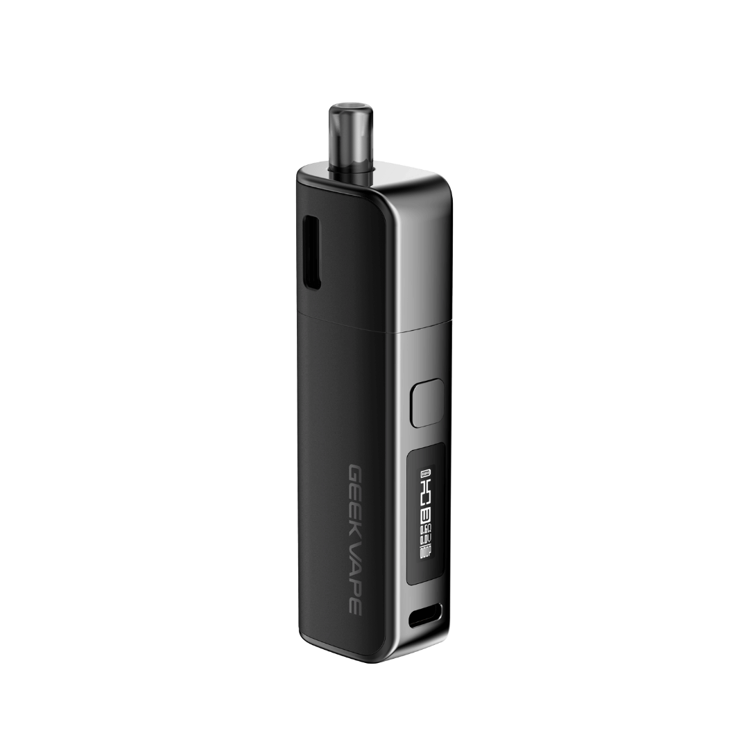 Geekvape Soul Pod Vape Kit in sleek black with digital display and minimalist design.