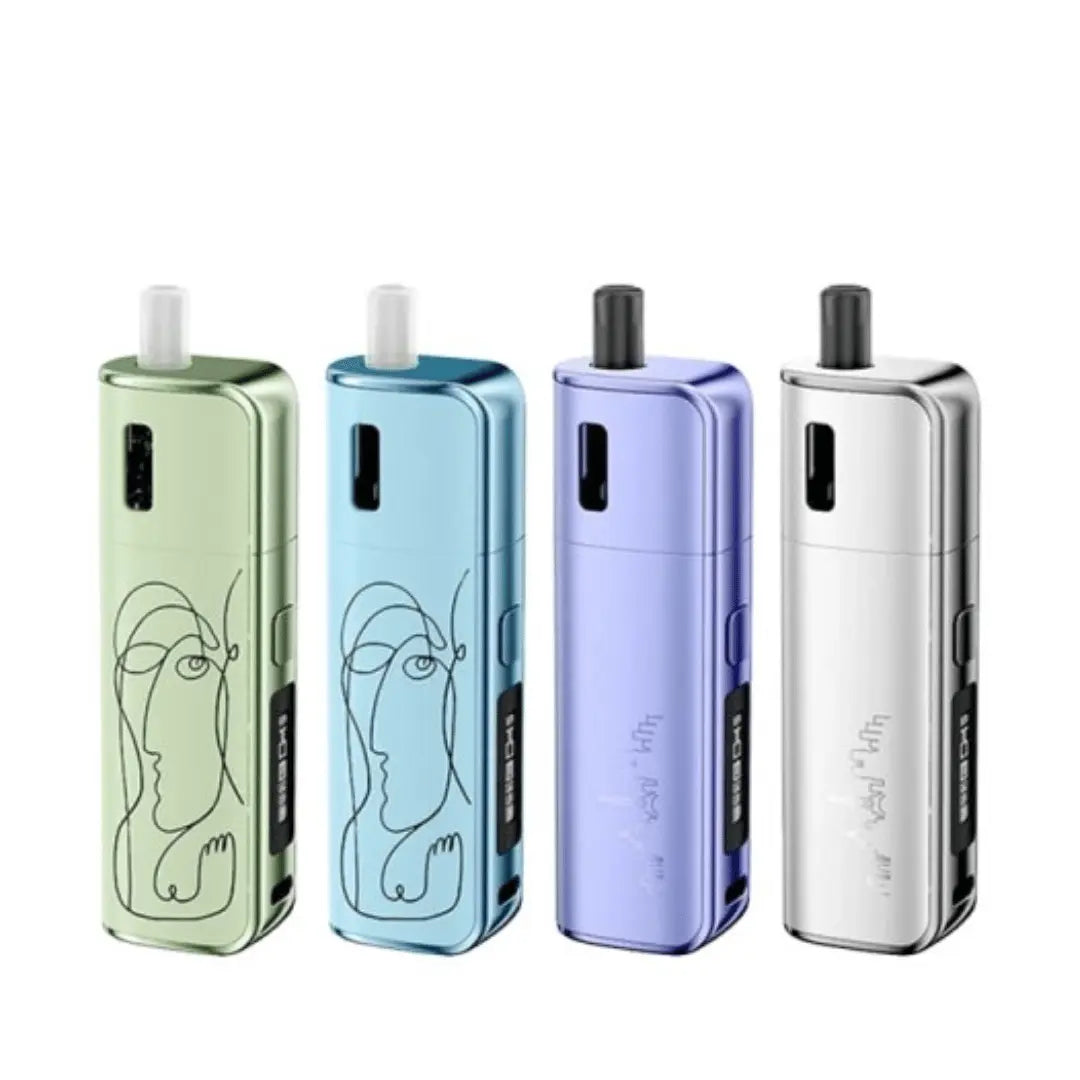 Four Geekvape Soul Pod vape kits in green, blue, purple, and silver.